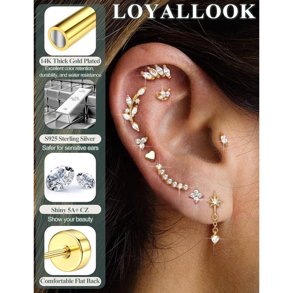 Comfortable Flat Back Stud Earrings - 925 Silver … - image 3